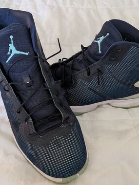 Jordan Flash Speed Men's Navy Blue Basketball Shoes with Teal Jumpman